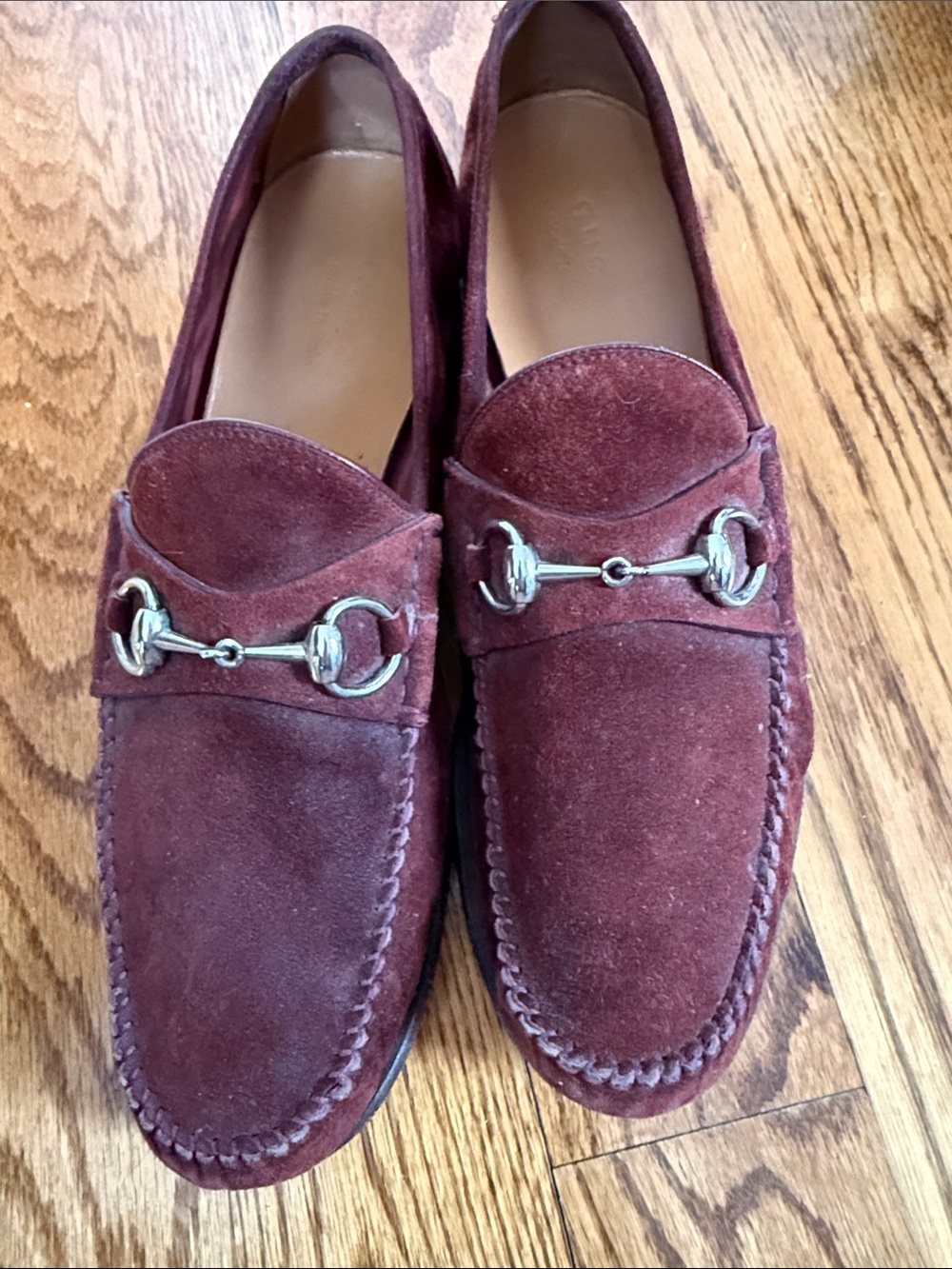 Gucci Men's Suede Bit Loafers in Burgundy